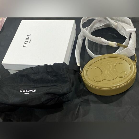 Celine Triomphe Oval Crossbody Bag Leather Mini Green - Picture 7 of 10